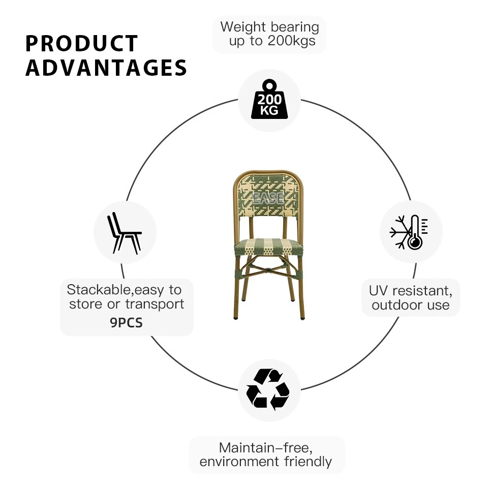 French Bistro Rattan Outdoor Dining Chairs high quality